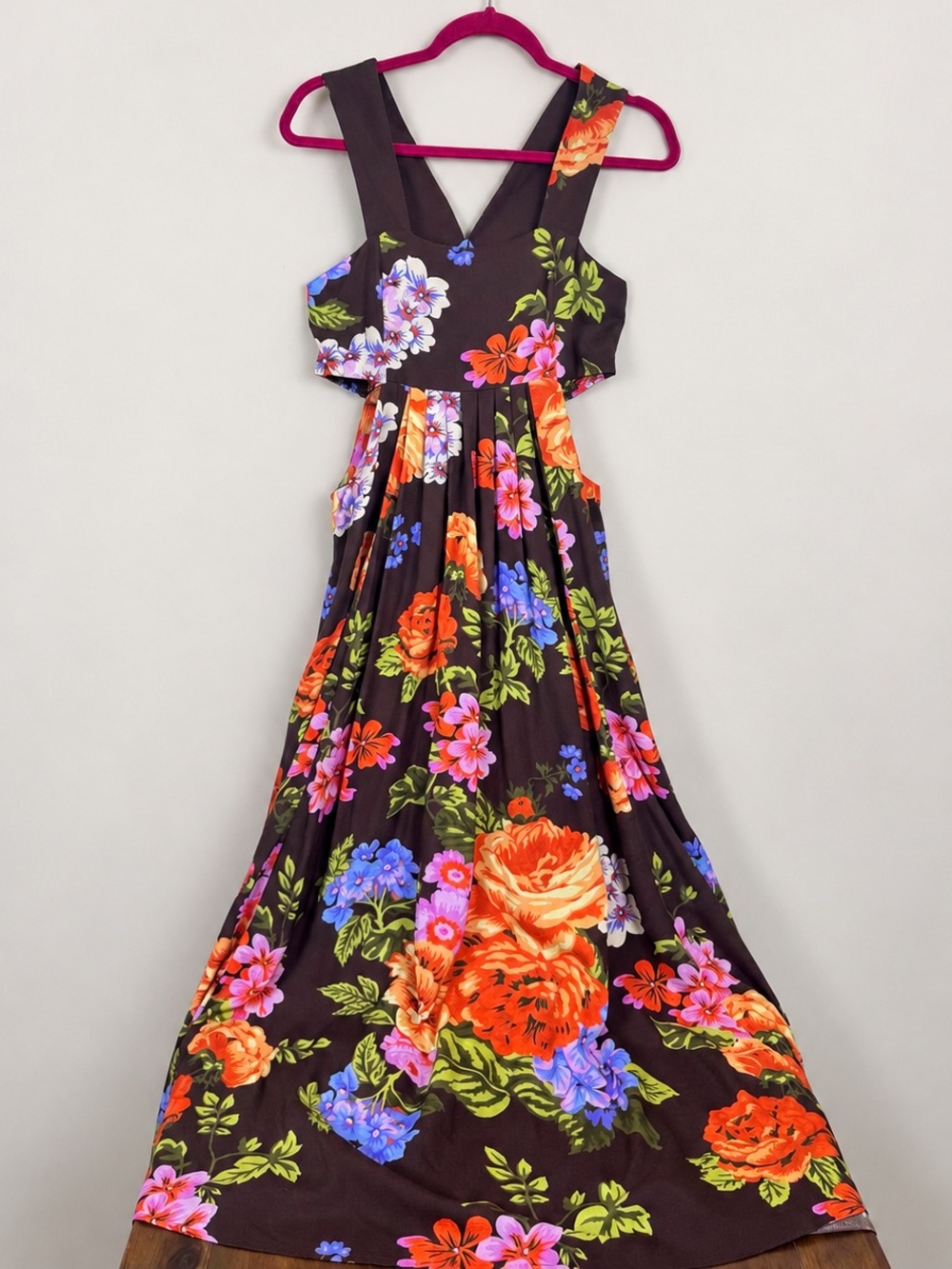 Anthropologie The Piper Maxi Dress Brown Floral Side Cutout Boho Medium